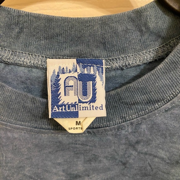 Vintage 90s Art Unlimited Lighthouse AOP All Over Lighthouses Tee Blue Md - Picture 5 of 10